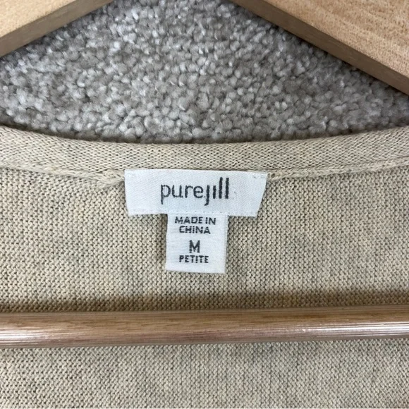 Pure Jill Sweater Womens Medium Petite Beige Kimono Pullover Cotton Blend-4284 - Picture 7 of 11
